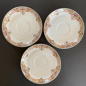 Victoria Czechoslovakia Pink Floral China - 6" Saucer - Lot of 3